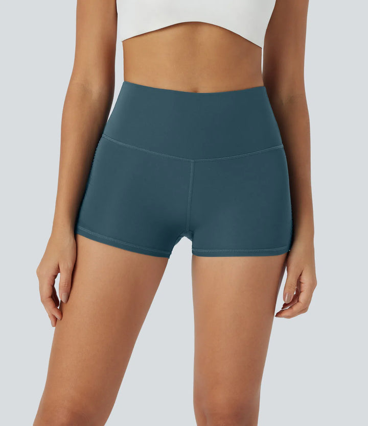 SoftlyZero QuickDry High Waisted Tummy Control Ruched Running Biker Shorts 2.5&