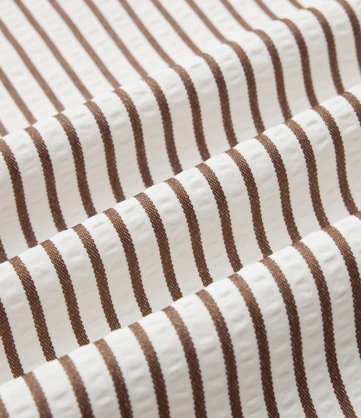 Long Sleeve Wrapped Tie Side Stripe Work Shirt