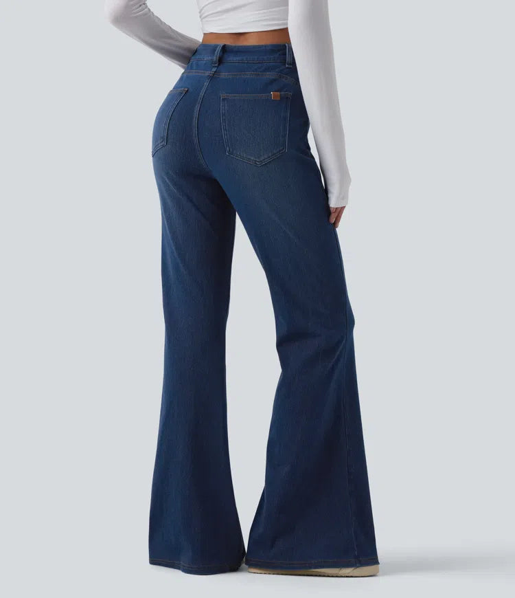 Halara Flex High Waisted Crossover Tummy Control Bootcut Casual Jeans with Pockets
