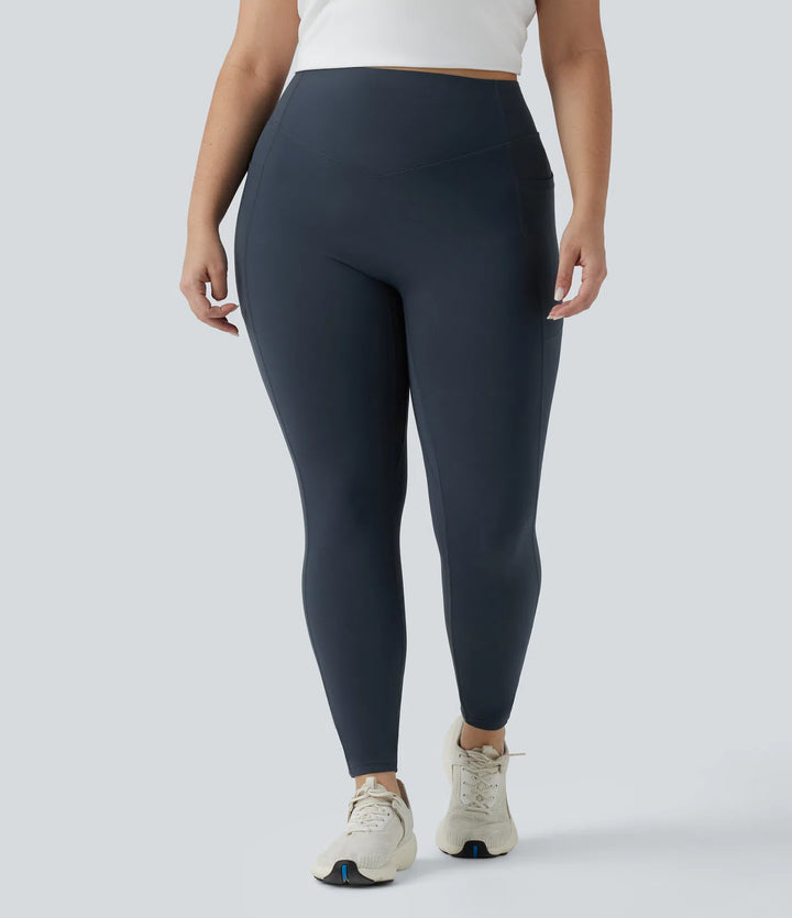 Plus Size Halara UltraSculpt High Waisted Tummy Control Butt Lifting Ruched Yoga Leggings with Pockets