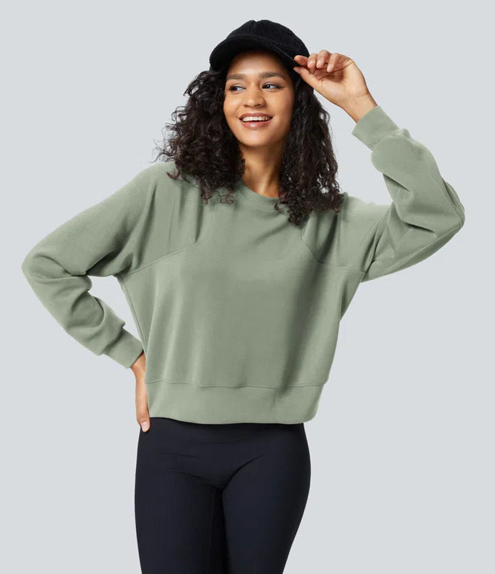 SpacerTek Round Neck Raglan Sleeve Solid Casual Sweatshirt