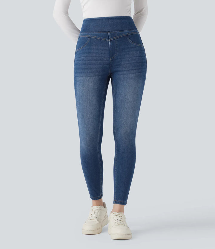 Halara Flex High Waisted Denim Casual Skinny 7/8 Leggings with Pockets