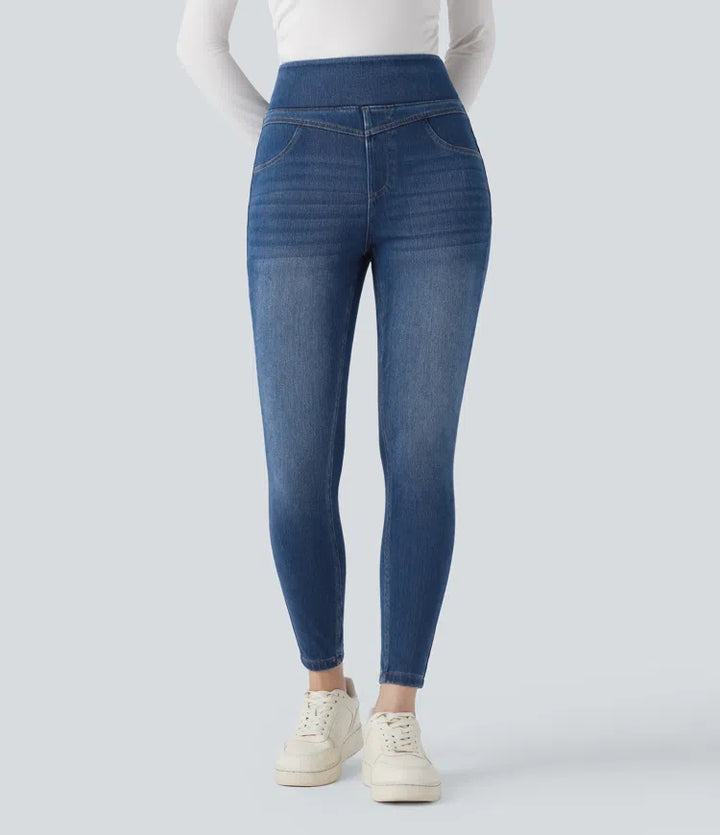 Halara Flex High Waisted Denim Casual Skinny 7/8 Leggings with Pockets