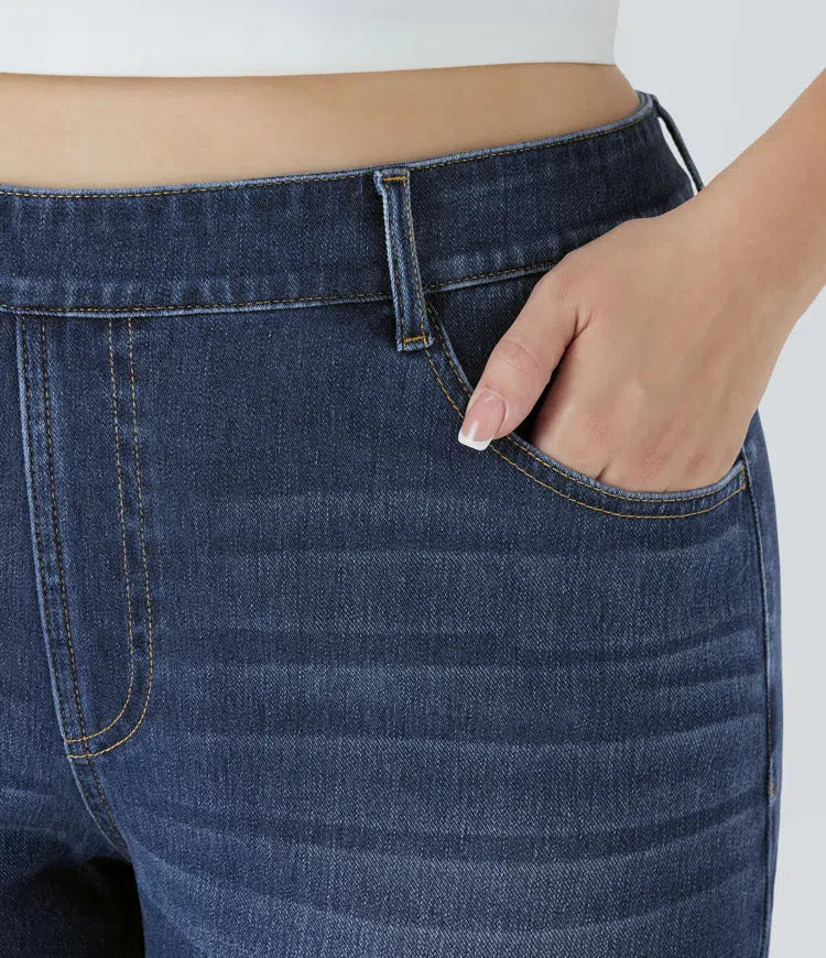 Halara Flex High Waisted Pockets Straight Leg Washed Casual Plus Size Jeans