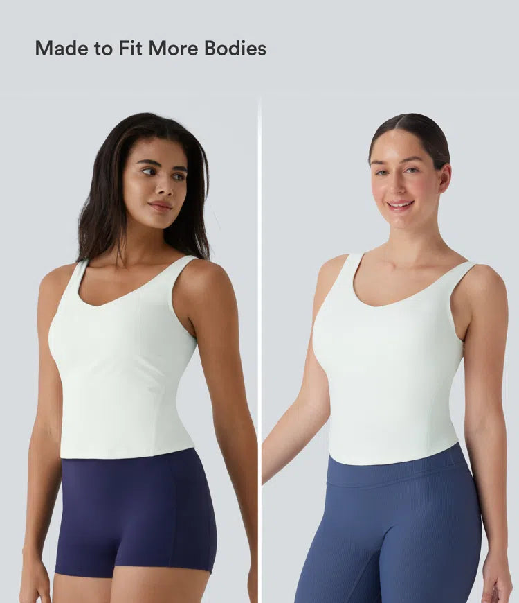 SoftlyZero Plush Padded V Neck Plain Tank Top