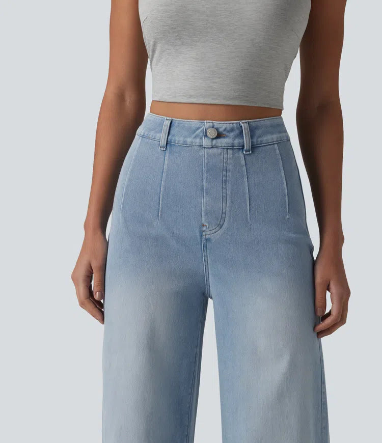 Halara Flex High Waisted Tummy Control Wide Leg Casual Jeans with Pockets