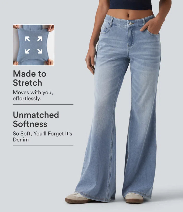 Halara Flex Low Rise Flare Washed Casual Jeans with Pockets