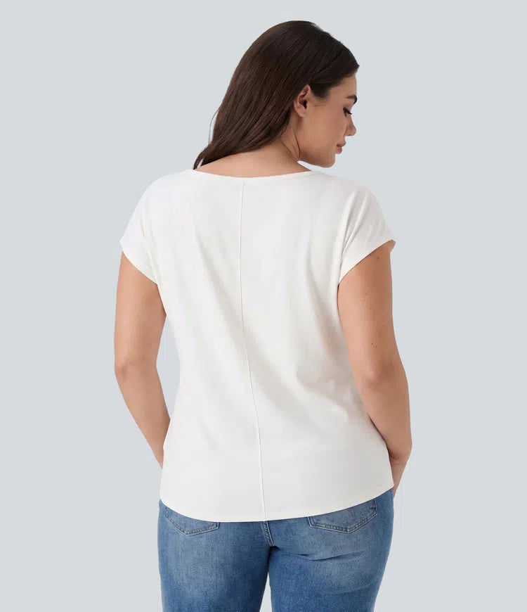 V-neck Short Sleeve Casual Plus Size T-Shirt