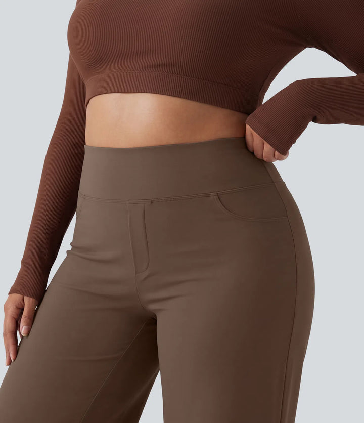 Plus Size DayStretch High Waisted Tummy Control Wide Leg Baggy Yoga Pants with Pockets