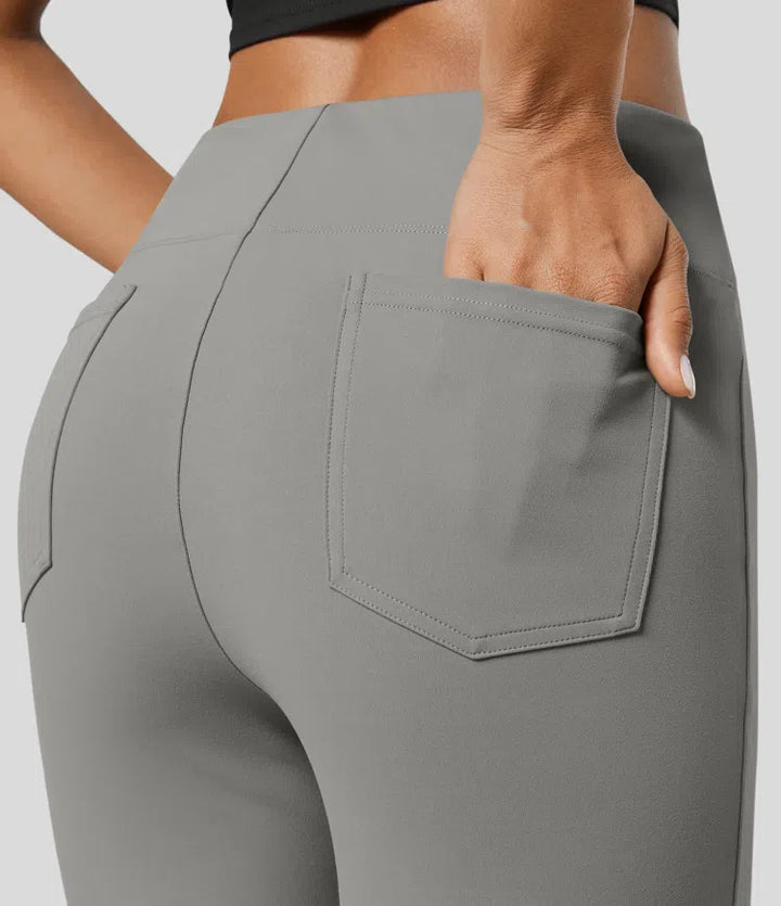 Halara Flex High Waisted Back Side Pocket Slight Flare Work Pants