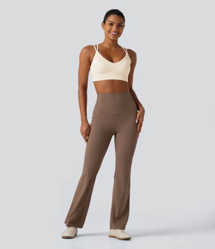 SoftlyZero Plush Low Support Built-in Bra Crisscross Yoga Sports Bra