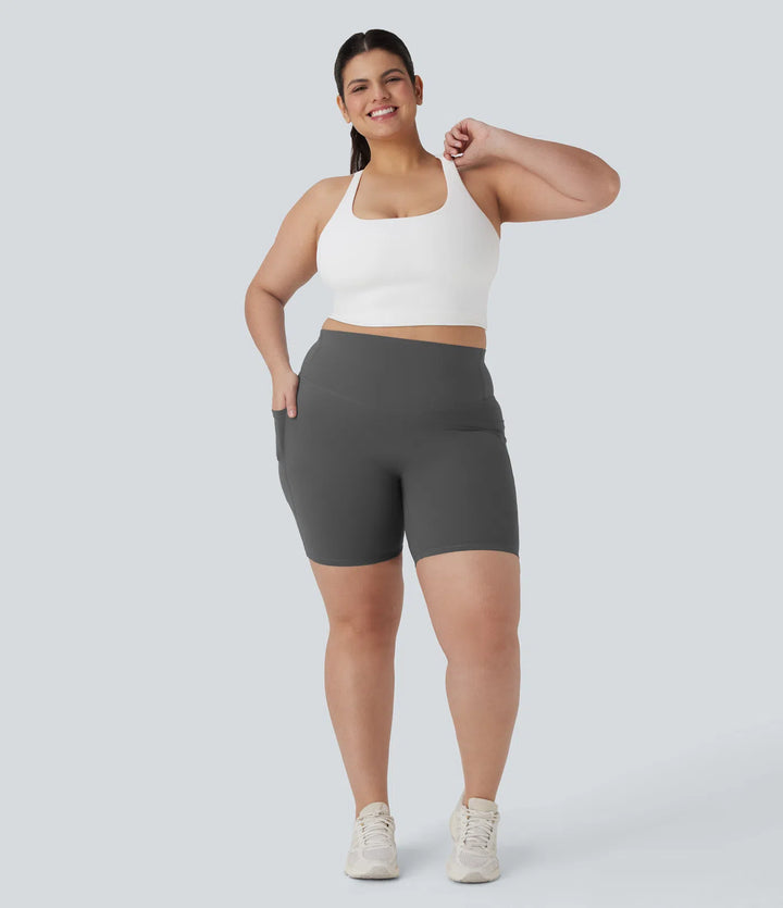 Halara UltraSculpt High Waisted Tummy Control Shaping Training Plus Size Biker Shorts 7&