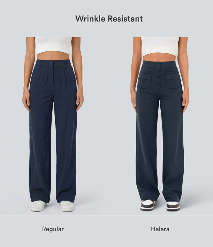 DayStretch High Waisted Pockets Straight Leg Casual Pants