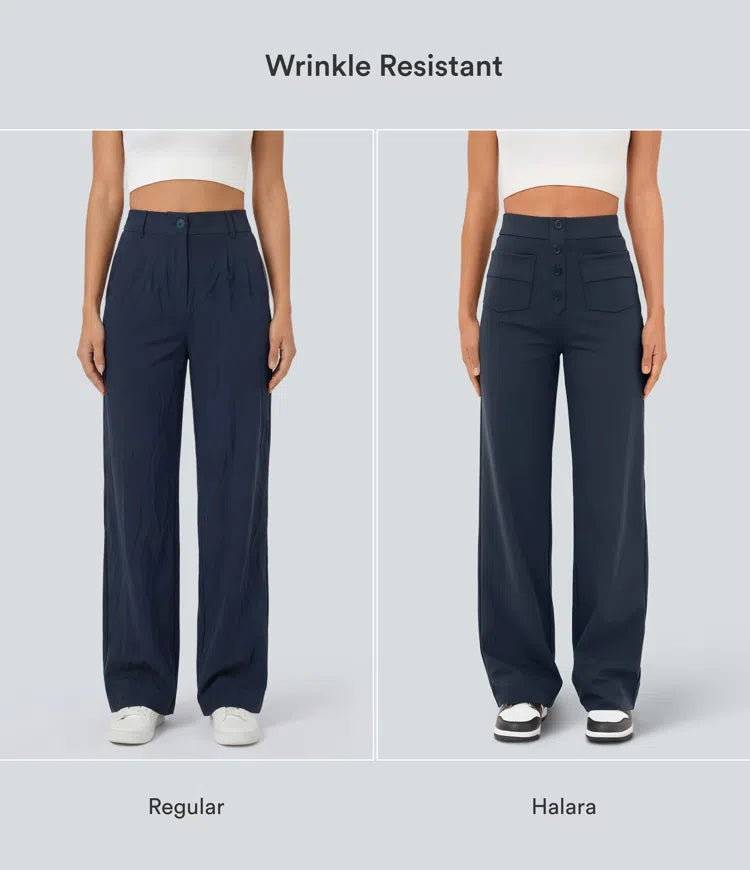 DayStretch High Waisted Pockets Straight Leg Casual Pants