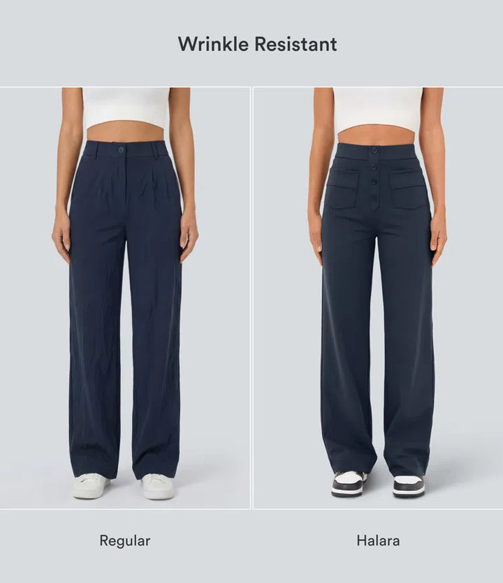 DayStretch High Waisted Pockets Straight Leg Casual Pants