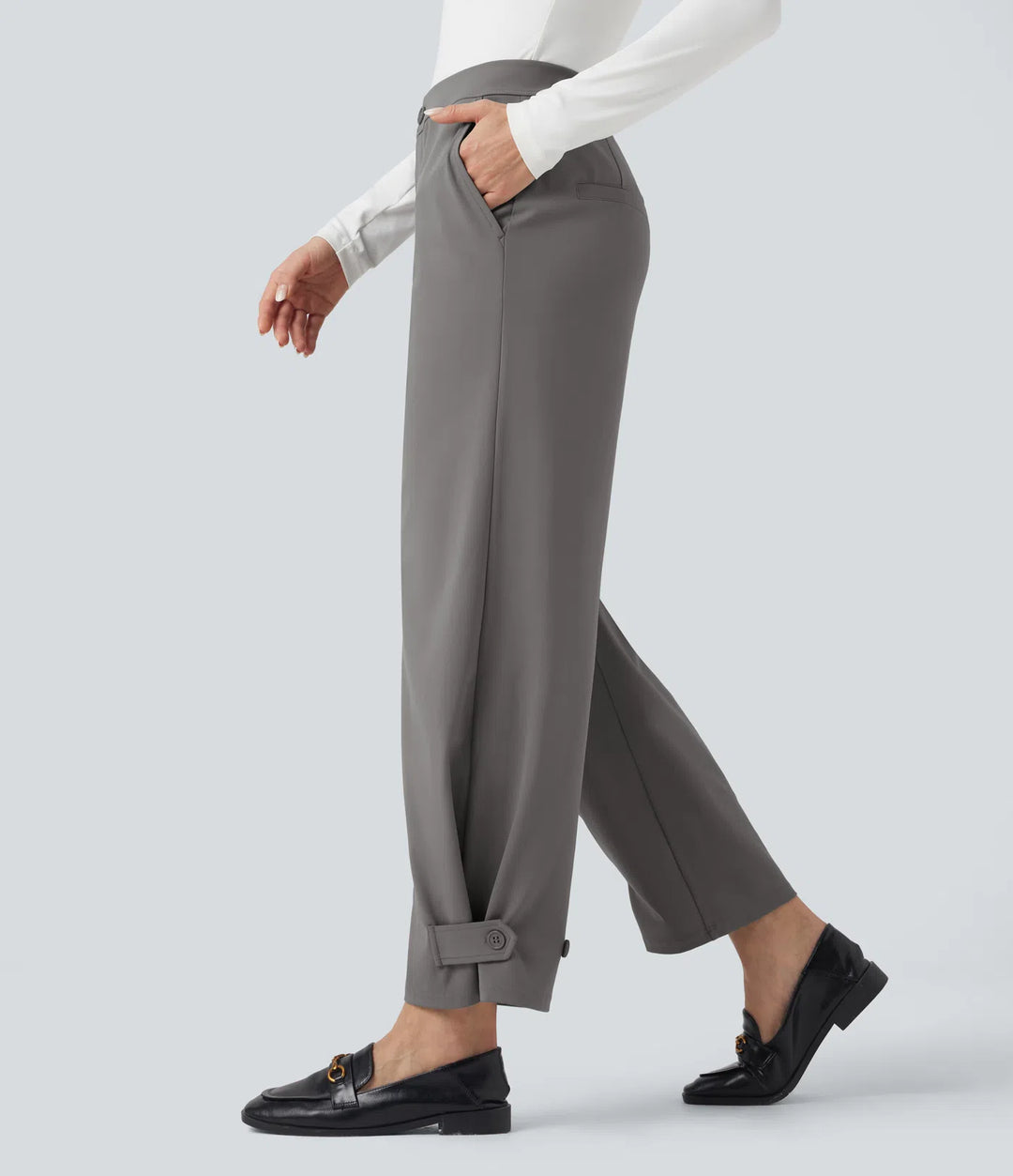 Halara Flex DayStretch Mid Rise Adjustable Pant Width Work Tapered Pants with Pockets