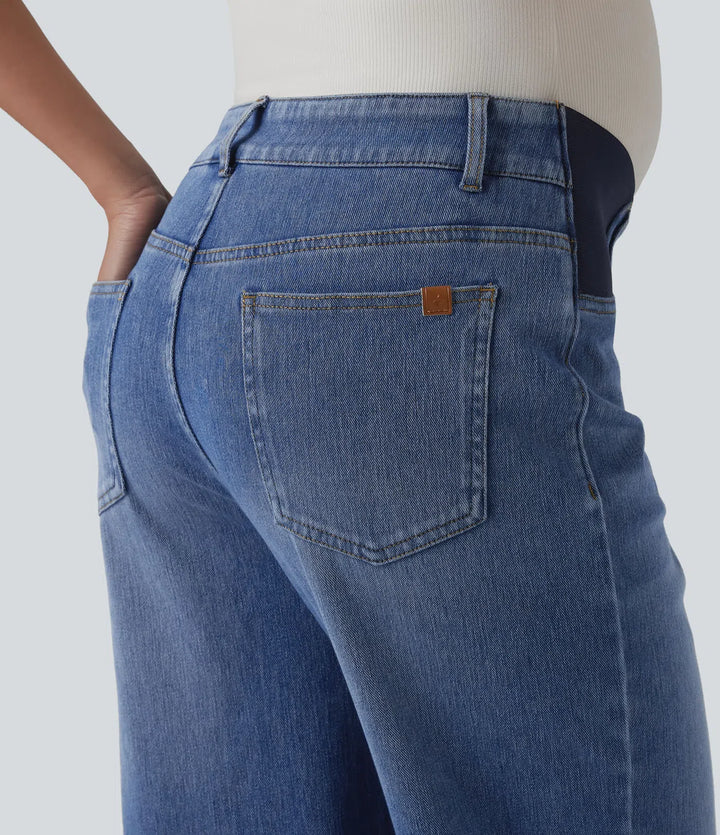 Halara Flex Mid Rise Straight Leg Maternity Casual Jeans with Pockets