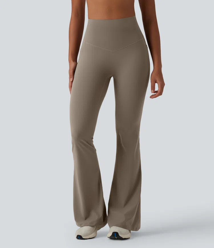 Halara UltraSculpt High Waisted Tummy Control Flare Yoga Leggings with Pockets