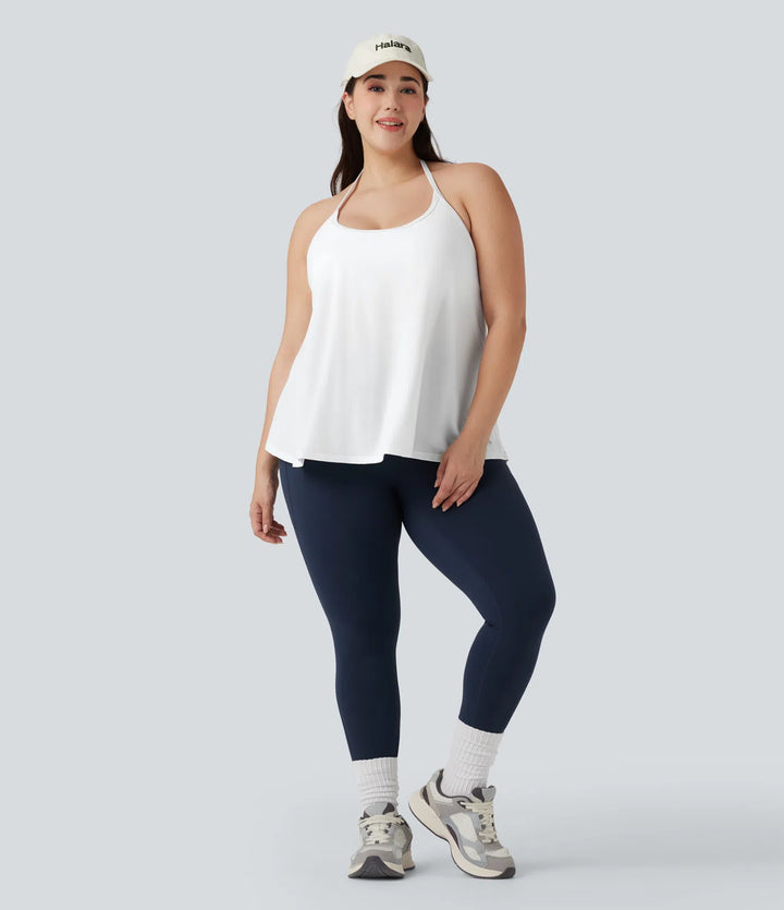 Plus Size SoftlyZero Airy Halter Draped InstantCool Yoga Sports Top