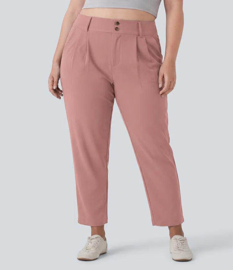 Plus Size Halara Flex High Waisted Tapered Waffle Work Pants with Pockets
