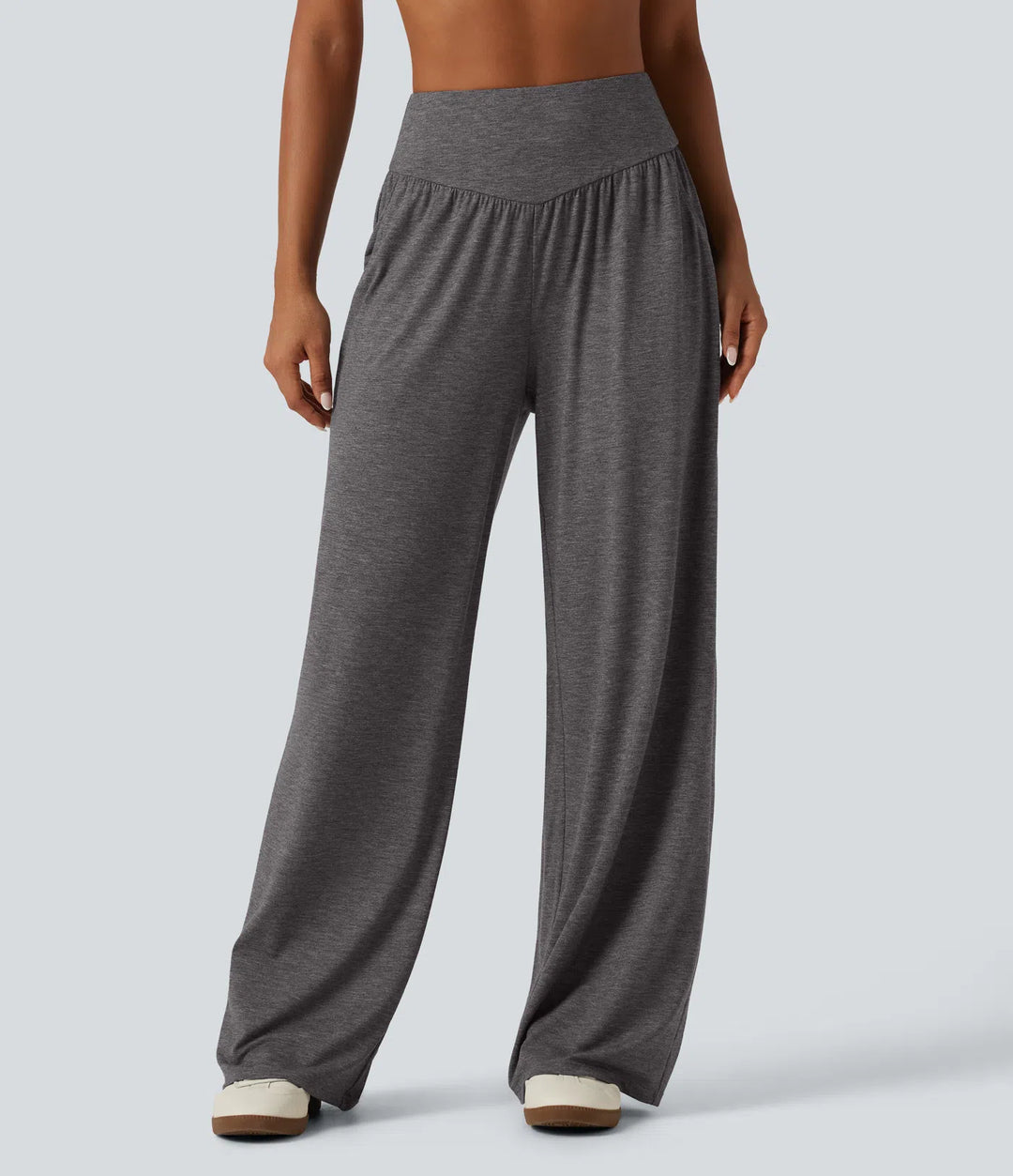 High Waisted Ruched Baggy Yoga Pants with Pockets