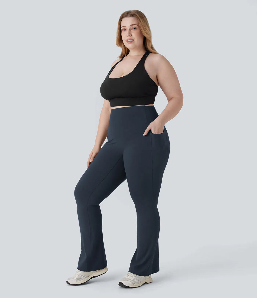 Halara UltraSculpt High Waisted Tummy Control Pocket Shaping Yoga Bootcut Plus Size Leggings