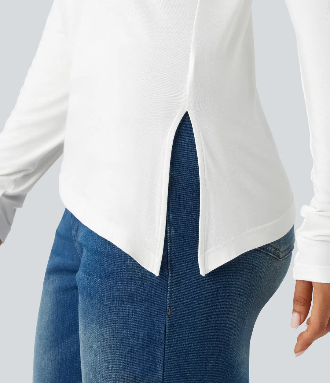 Ribbed One Shoulder Long Sleeve Asymmetric Hem Casual T-Shirt