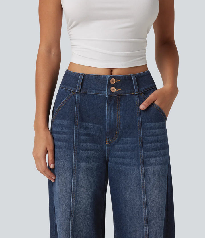 Halara Flex Mid Rise Wide Leg Casual Jeans with Pockets