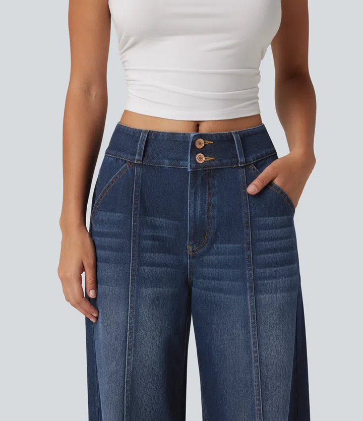 Halara Flex Mid Rise Wide Leg Casual Jeans with Pockets