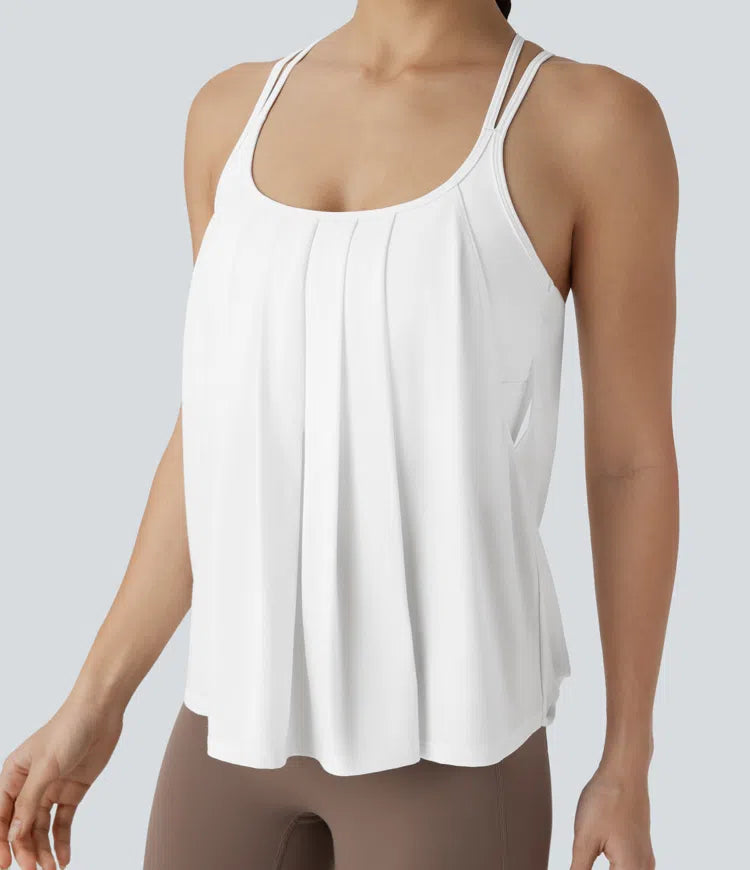 Double Straps Pleated Quick Dry Yoga Cami Top