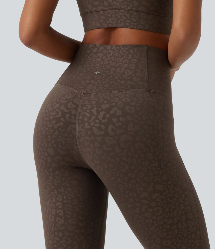 Halara UltraSculpt Leopard Print High Waisted Tummy Control Yoga Leggings with Pockets