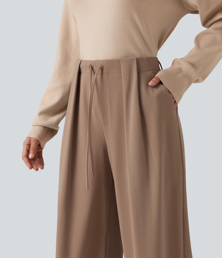 Halara Flex DayStretch Mid Rise Drawstring Wide Leg Work Pants with Pockets