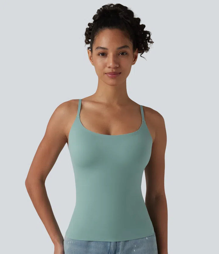 Scoop Neck Built-in Bra Casual Tank Top B-E Cups