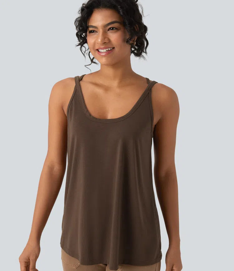 U Neck Relaxed Casual Tank Top