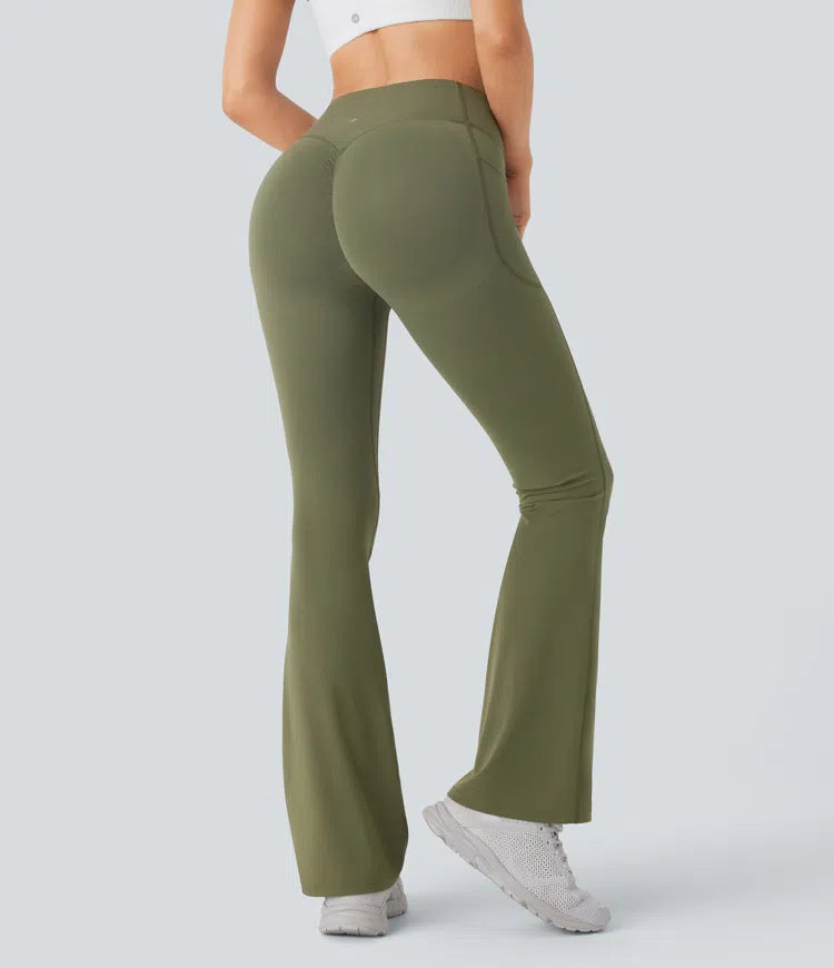 Halara UltraSculpt High Waisted Scrunch Butt Lifting Tummy Control Pocket Shaping Yoga Bootcut Leggings