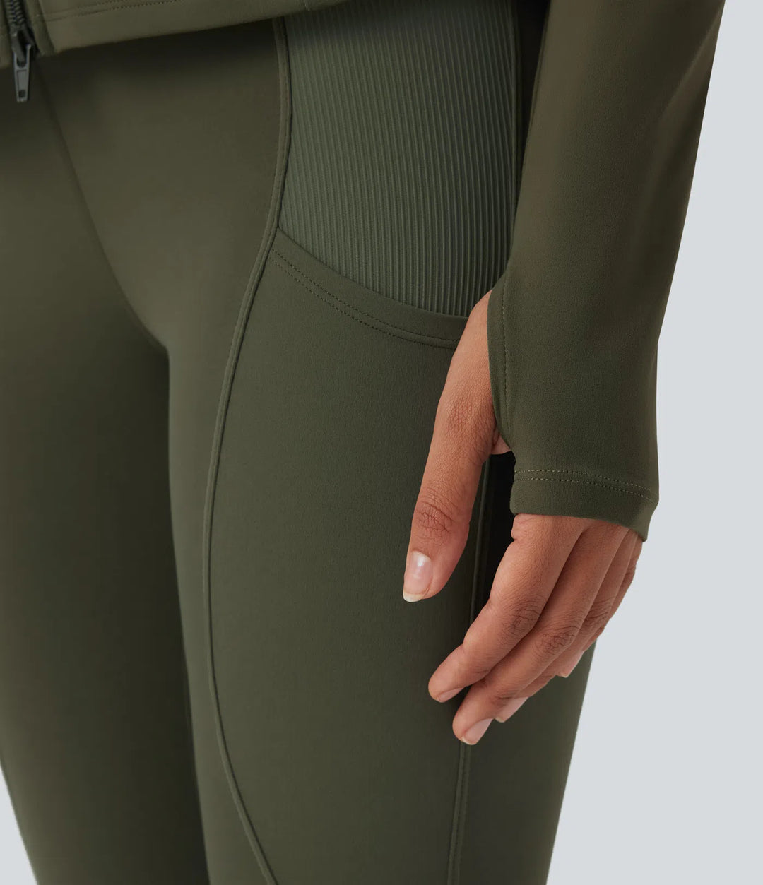 SoftlyZero Hooded Long Sleeve Thumb Hole Pleated Jacket with Pockets