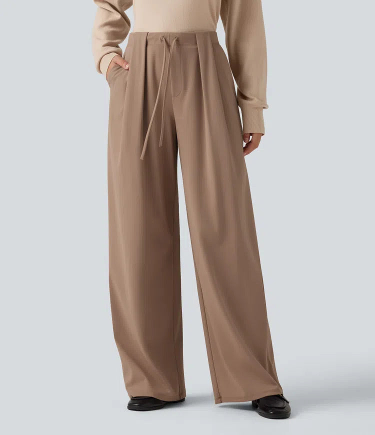 Halara Flex DayStretch Mid Rise Drawstring Wide Leg Work Pants with Pockets