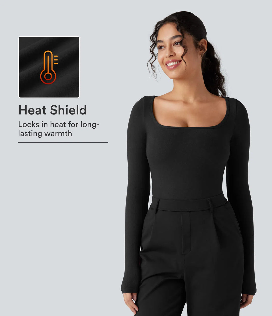 Halara HeatCore Scoop Neck Long Sleeve Work Warming T-Shirt