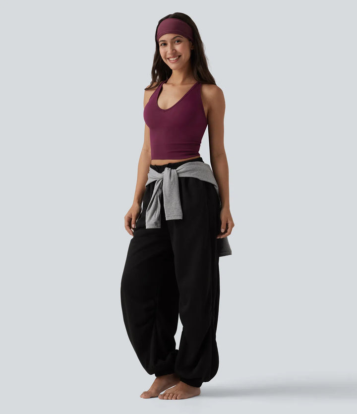 OneForm Seamless Flow Crisscross Backless Deep V-neck Cropped Built-in Bra Yoga Tank Top