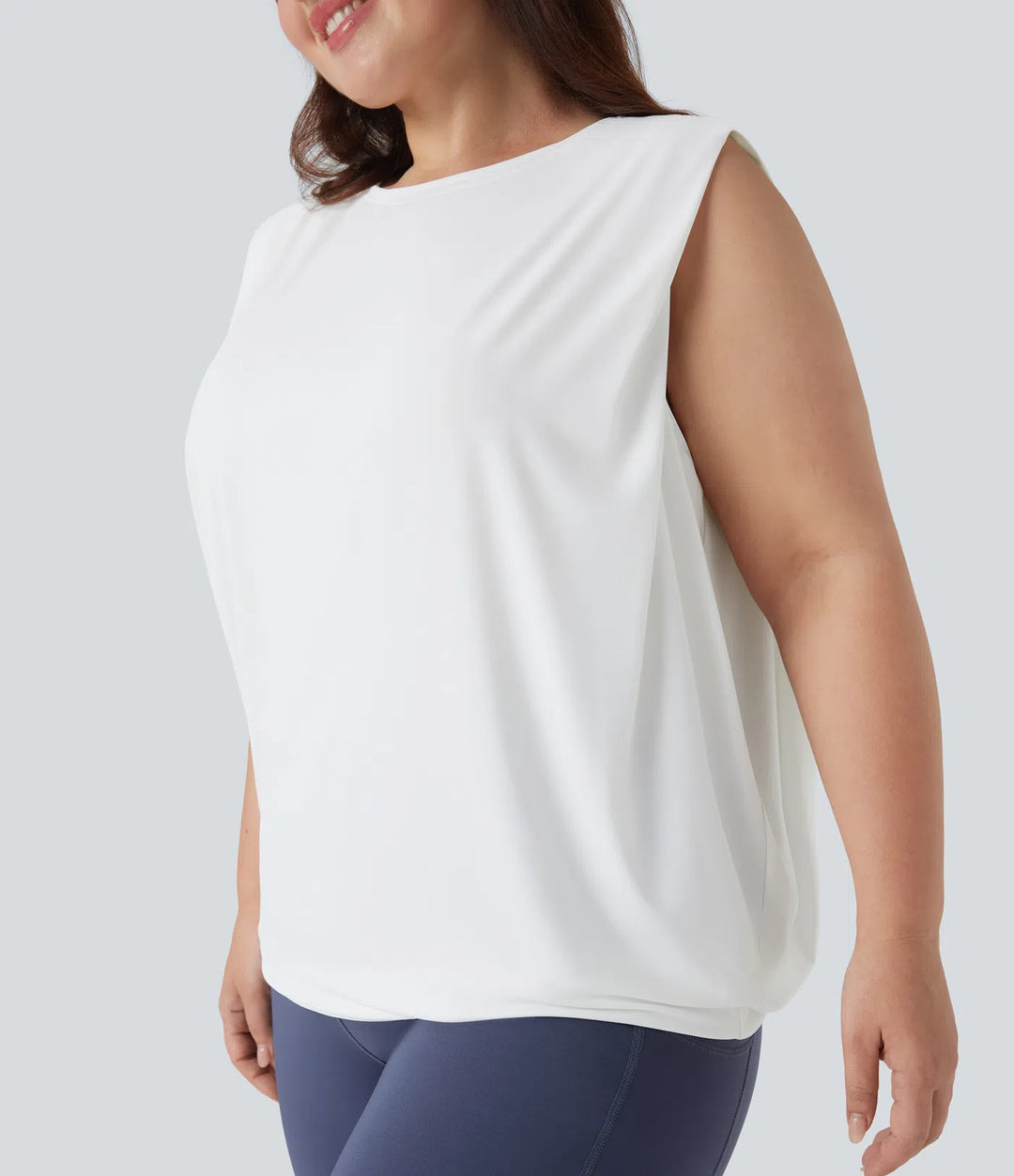 Plus Size Round Neck Cool Touch Yoga Tank Top-UPF50+