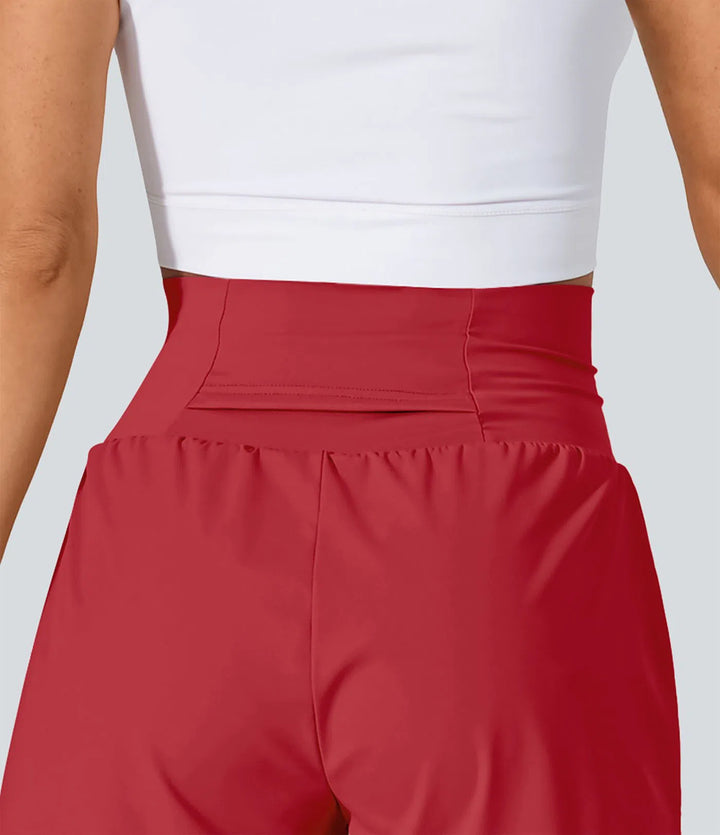 SoftlyZero Airy Super High Waisted 2-in-1 InstantCool Yoga Shorts with Pockets