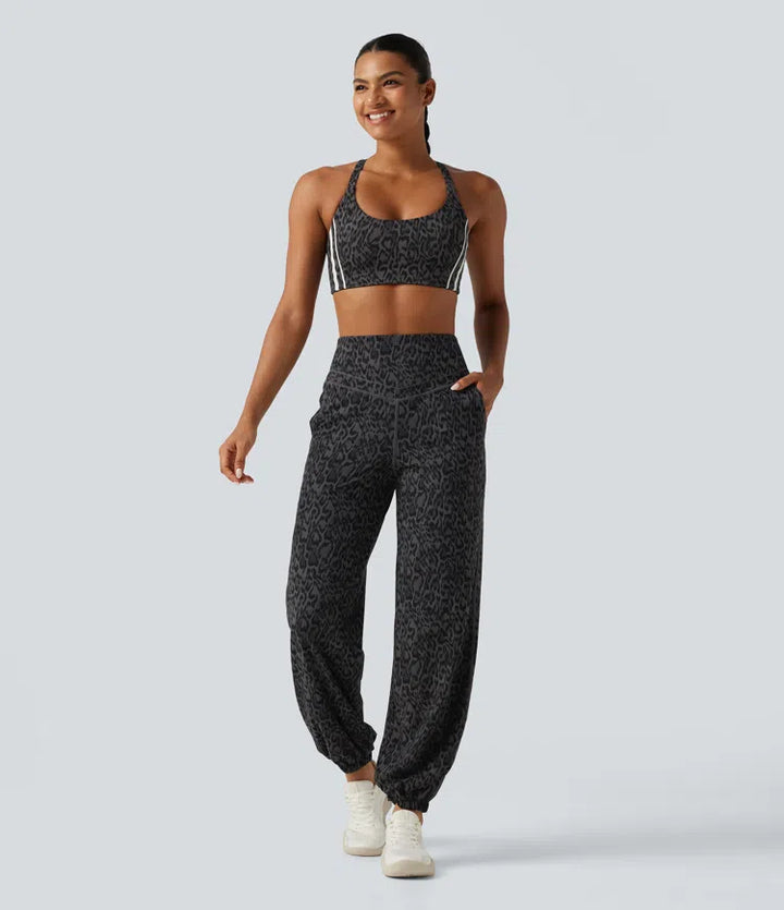 Halara UltraSculpt Leopard Print High Waisted Tummy Control Yoga Joggers with Pockets