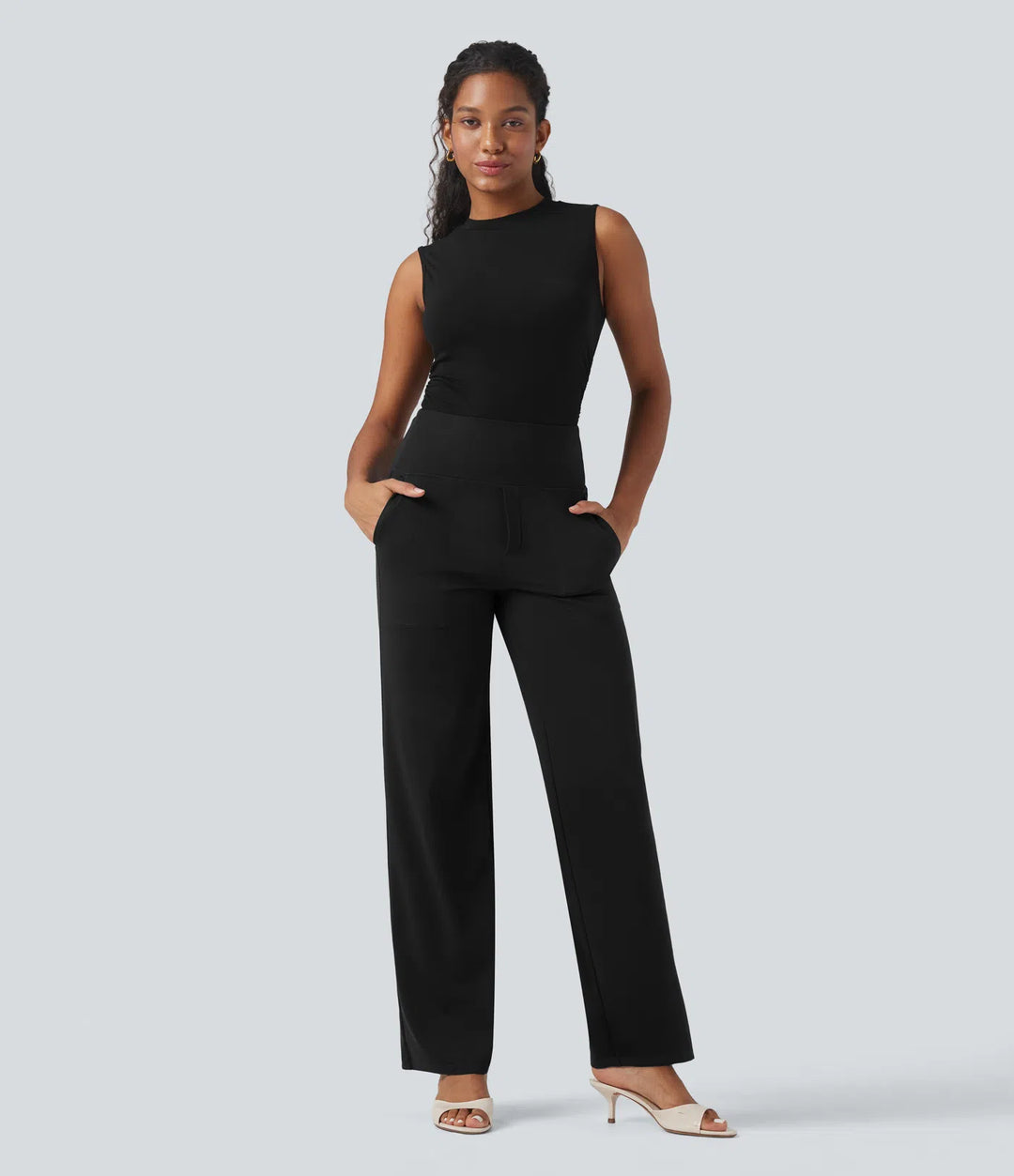 Halara UltraSculpt High Waisted Tummy Control Straight Leg Work Pants with Pockets