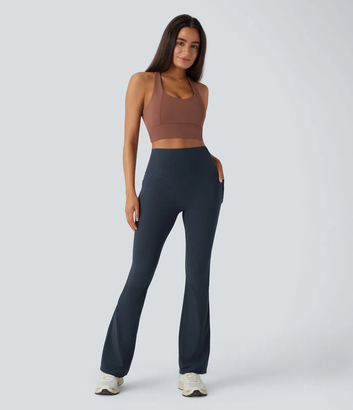 Halara UltraSculpt High Waisted Tummy Control Pocket Shaping Yoga Bootcut Leggings