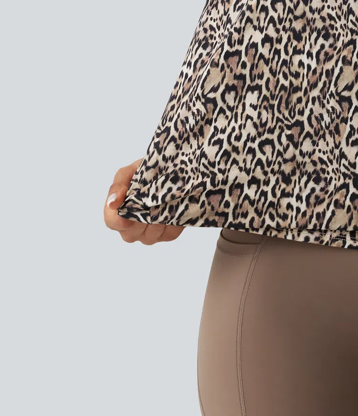 Round Neck Leopard Print Workout Tank Top
