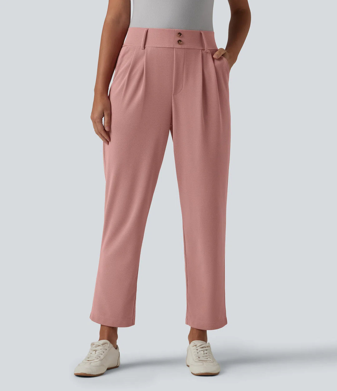 Halara Flex High Waisted Tapered Waffle Work Pants with Pockets