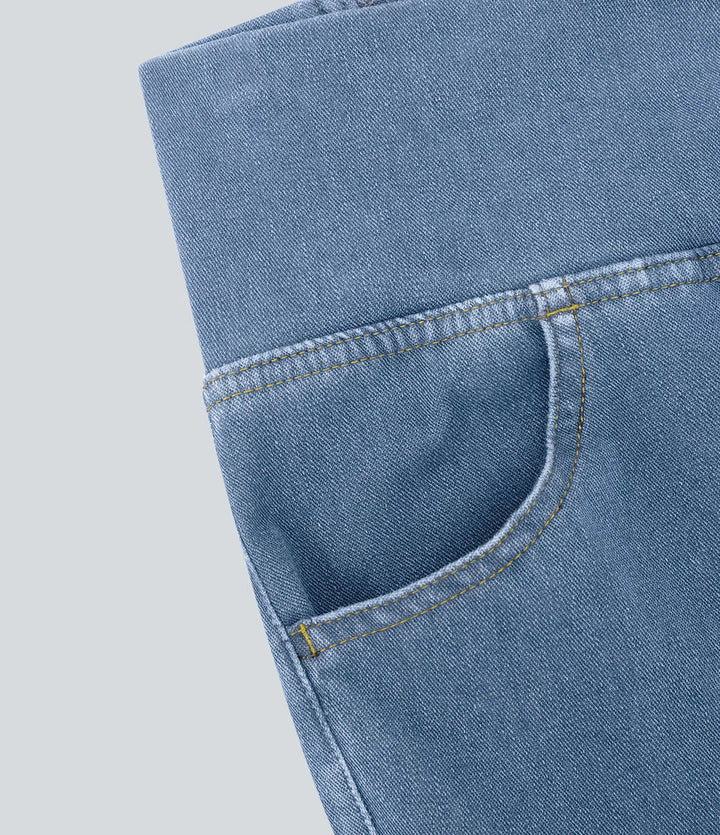 Halara Flex High Waisted Crossover Pocket InstantCool Washed Casual Jeans
