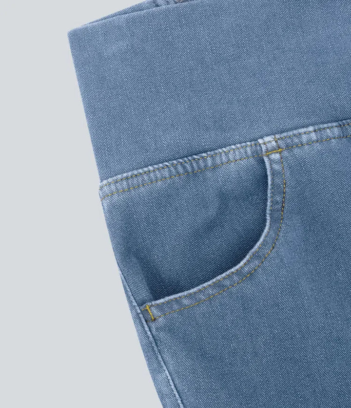 Halara Flex High Waisted Crossover Pocket InstantCool Washed Casual Jeans
