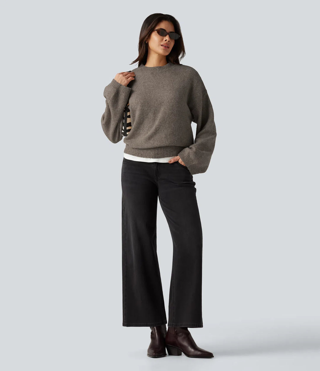 Stand Collar Long Sleeve Work Sweater