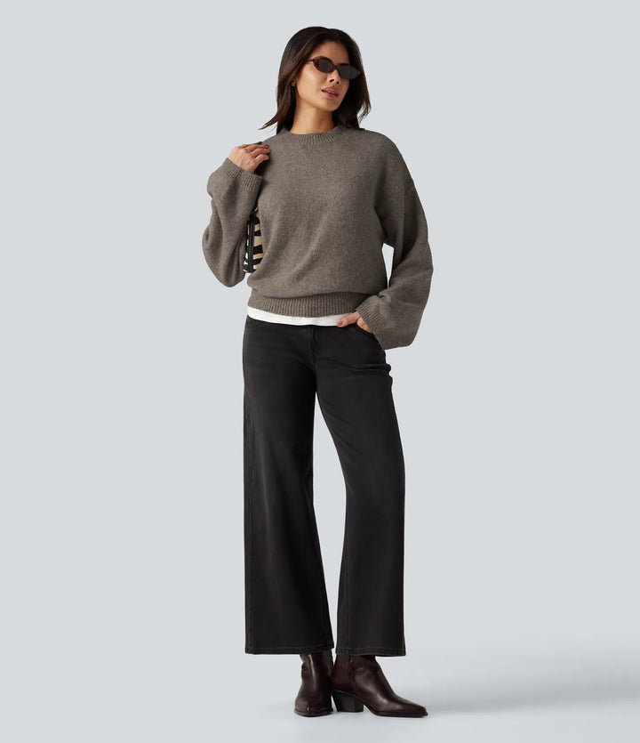 Stand Collar Long Sleeve Work Sweater